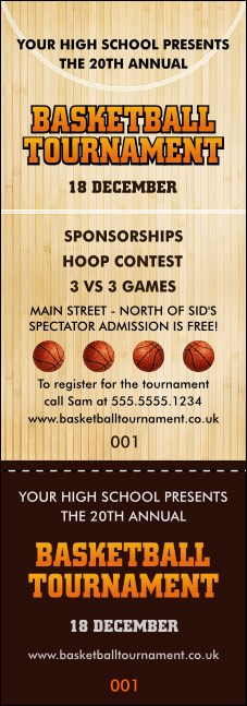 Basketball Court Event Ticket Product Front