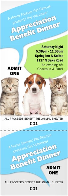 Animal Rescue Event Ticket Product Front