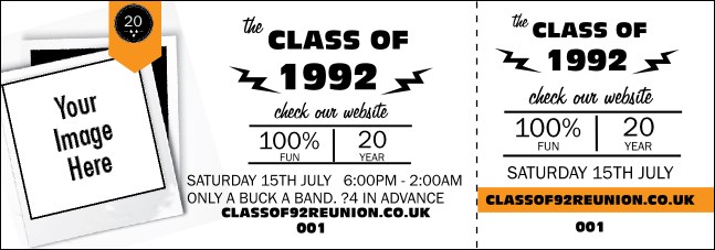 Class Reunion Mascot Orange Event Ticket Product Front