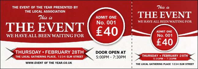 Red Event Ticket Product Front
