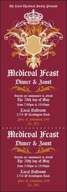 Medieval Banquet Event Ticket Product Front