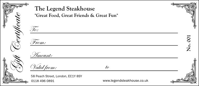 Black and White Gift Certificate 001 Product Front