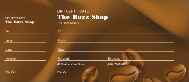 Coffee Gift Certificate Product Front
