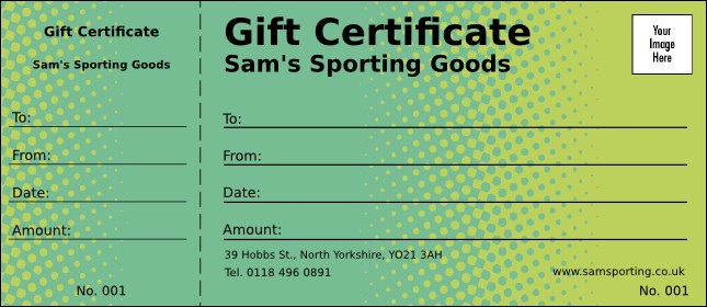 Dot Screen Gift Certificate 002 Product Front