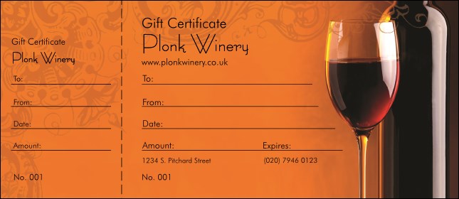 Wine Gift Certificate Product Front