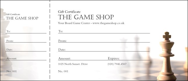 Chess Gift Certificate Product Front