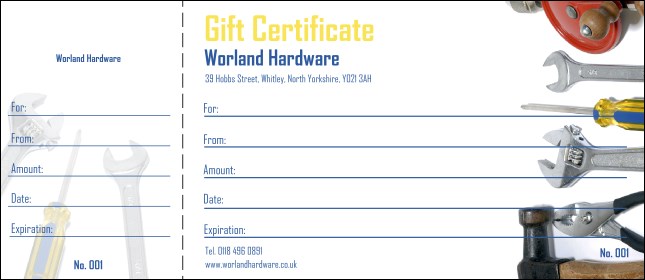 Hardware Gift Certificate Product Front