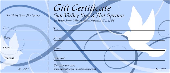 Blue Doves Gift Certificate Product Front