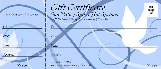 Blue Doves Logo Gift Certificate Product Front