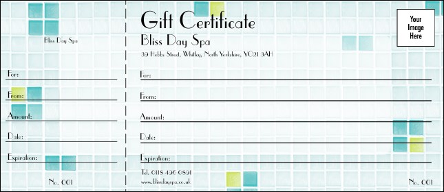 Bliss Spa Logo Gift Certificate Product Front