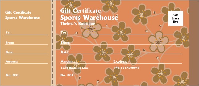 Retro Floral Gift Certificate Product Front