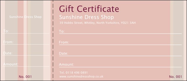 Pink Stripes Gift Certificate