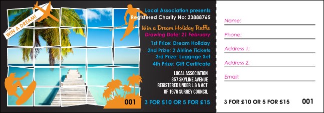 Win a Vacation Raffle Ticket Product Front