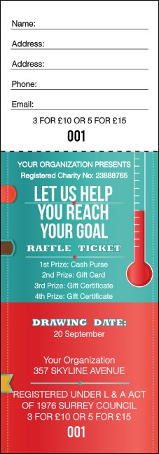 Fundraising Thermometer Raffle Ticket