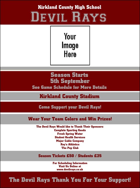 Sports Flyer 001 in Maroon and Silver Product Front