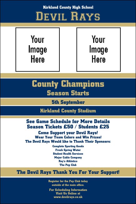 Sports Poster 002 in Blue and Gold Product Front