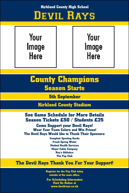 Sports Poster 002 in Blue and Yellow Product Front