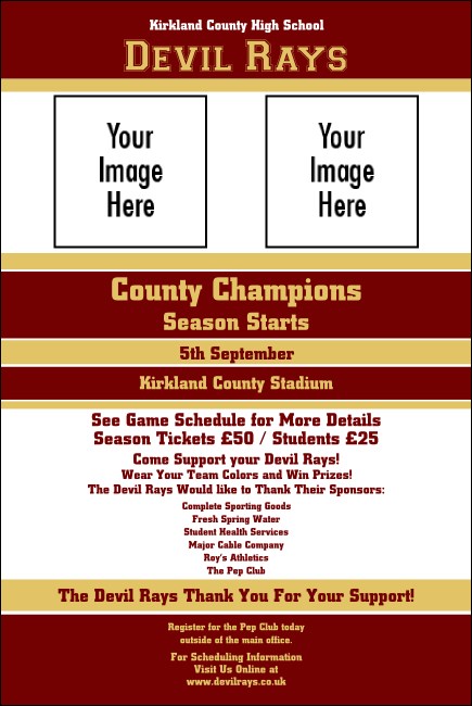 Sports Poster 002 in Maroon and Gold Product Front