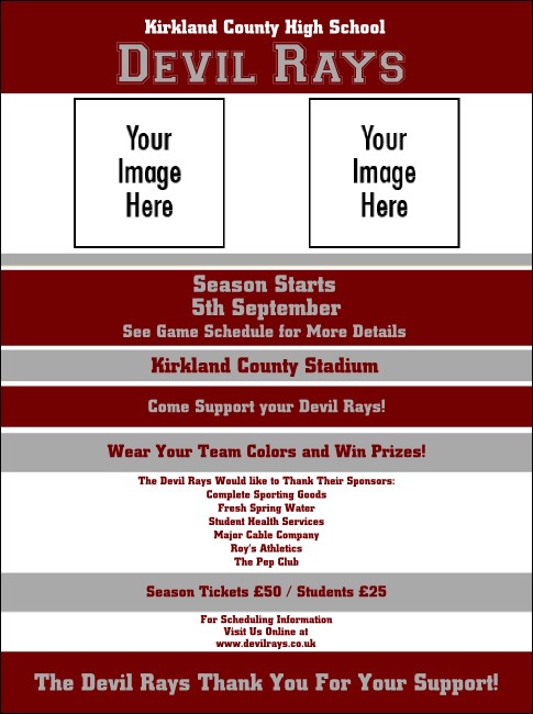 Sports Flyer 002 in Maroon and Silver Product Front