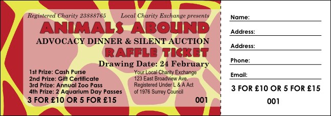 Animal Print Giraffe Raffle Ticket Product Front
