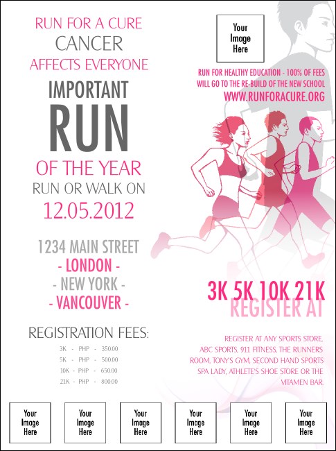 Run for a Cure Pink Logo Flyer