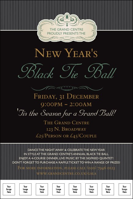 Classic Black Pinstripe Logo Poster