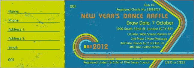 2012 Retro Rainbow Raffle Ticket Product Front