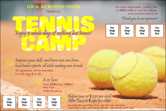 Tennis Camp Logo Poster Product Front