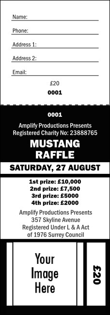Your Image Raffle Ticket 001 Black and White Product Front
