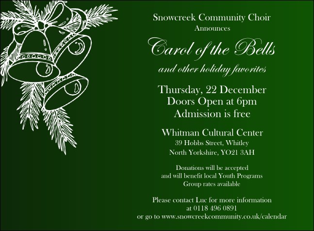 Christmas Bells Invitation Product Front