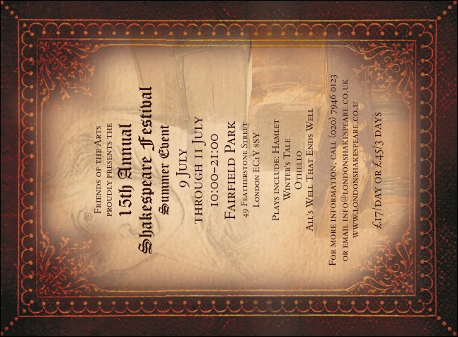 Performing Arts Invitation Product Front