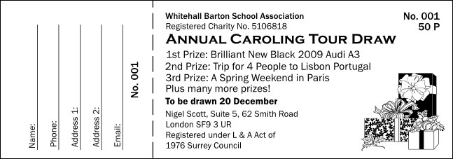 Christmas BW Raffle Ticket 001 Product Front