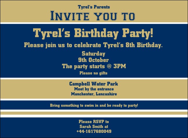 Sports Invitation 001 Product Front