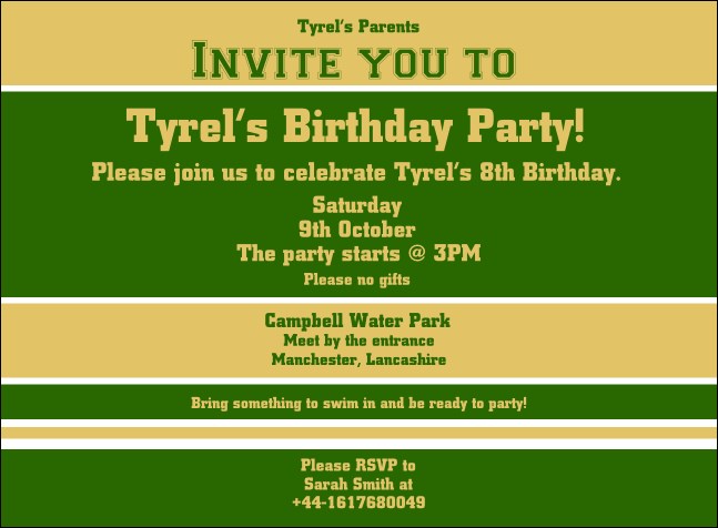 Sports Invitation 008 Product Front