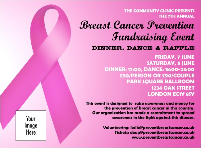 Pink Ribbon Invitation Product Front