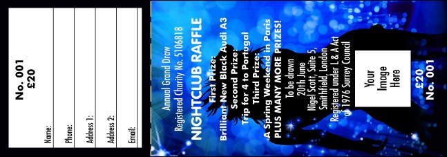 Nightclub Green Raffle Ticket Product Front