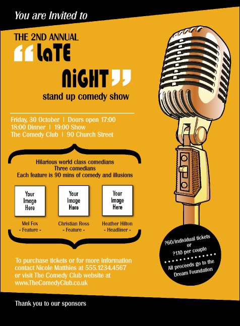 Comedy Retro Microphone Invitation