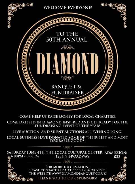 Diamonds Black Invitation Product Front