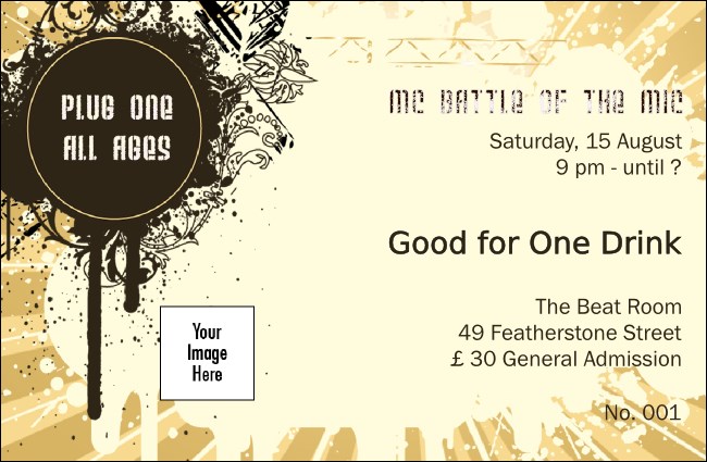 Hip Hop Concert Drink Ticket