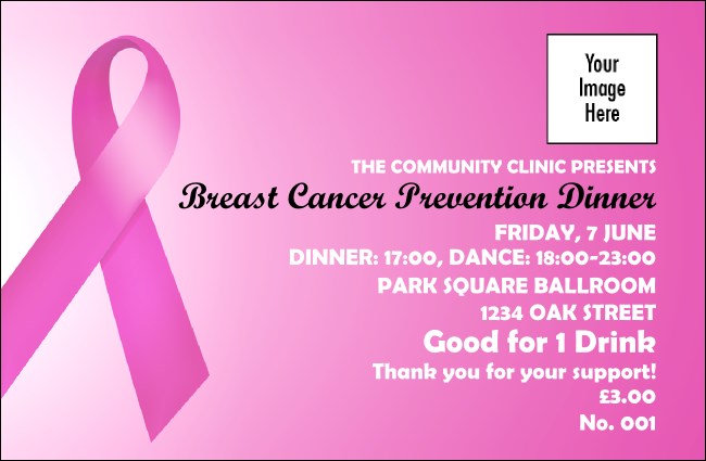 Pink Ribbon Drink Ticket Product Front