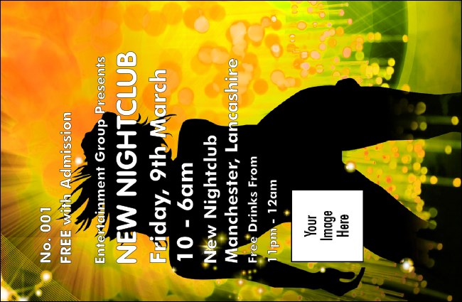Nightclub Drink Ticket Yellow Product Front