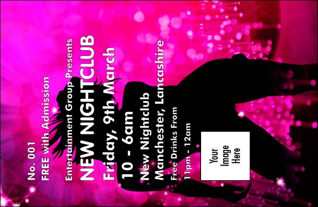 Nightclub Pink Drink Ticket Product Front