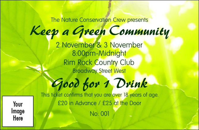 Nature Series - Green Leaves Drink Ticket Product Front