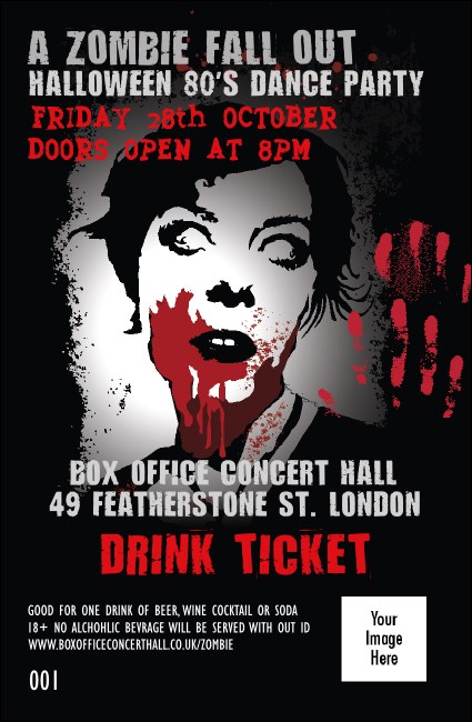 Zombie Woman Drink Ticket Product Front