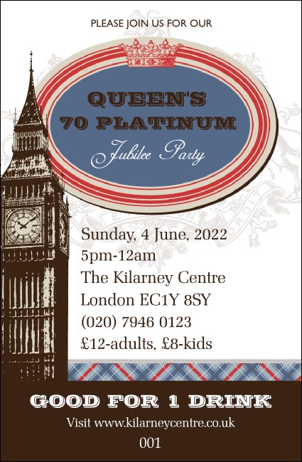 Queen's Platinum Jubilee Drink Ticket 01 Product Front