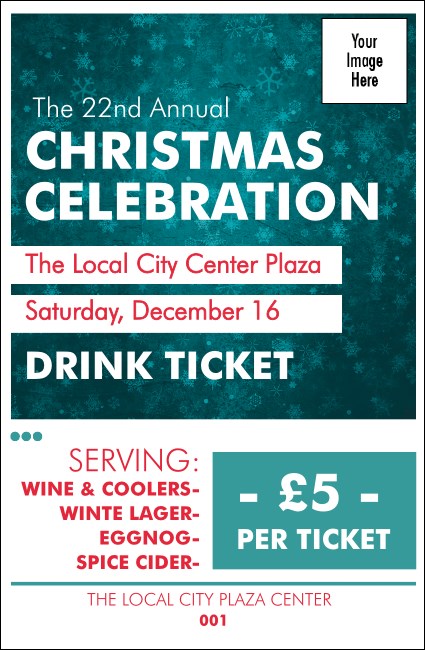 Holiday Snowflake Drink Ticket Product Front