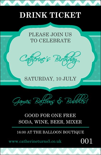 Happy Birthday Chevron Drink Ticket Product Front