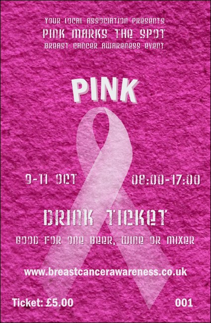 Breast Cancer Pink Ribbon Drink Ticket Product Front