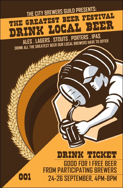 Beer Festival Artisan Drink Ticket Product Front