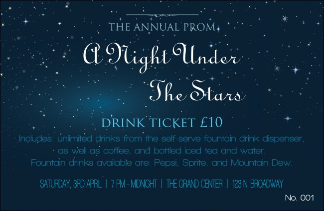 Star Theme Drink Ticket Product Front